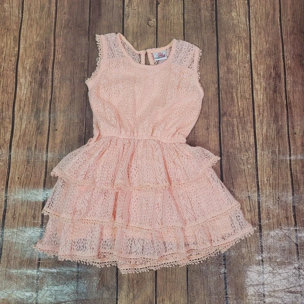 Real Love Girls Dress Blush Pink 5/6 Tiered Fit & Flare Sleeveless‎ Missing Belt